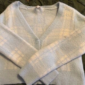 SO Light Blue and Cream Women's Cardigan